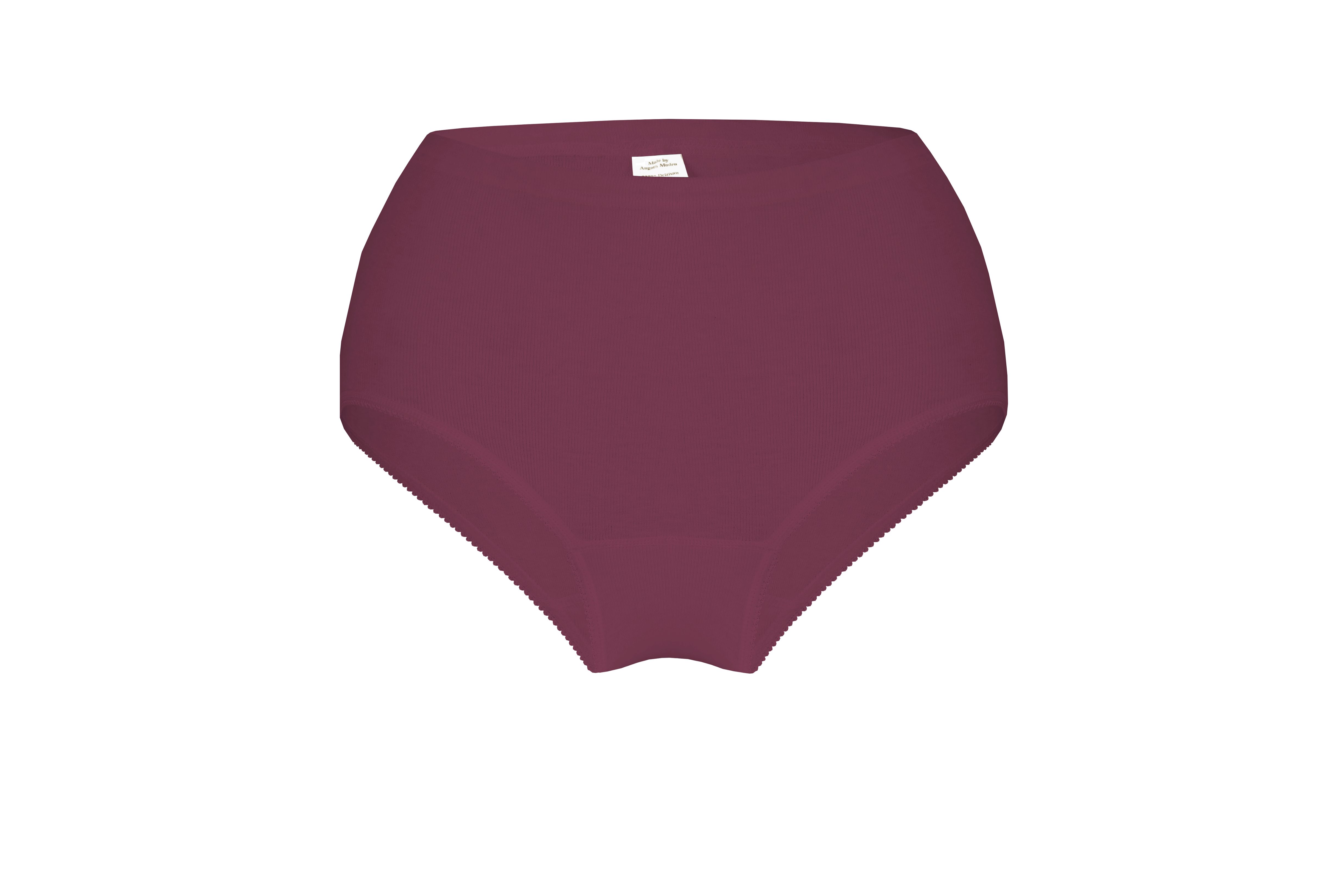 wobera NATUR Hüftslip Taillenslip für Damen mit Schurwolle GOTS&Seide brombeer