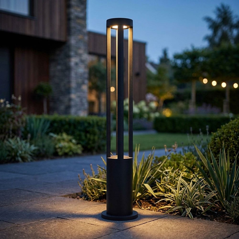 V-TAC LED Pollerleuchte, LED-Leuchtmittel fest verbaut, Kaltweiß, LED Pollerleuchte Außenlampe Wegelampe Aluminium schwarz IP65 H 80 cm