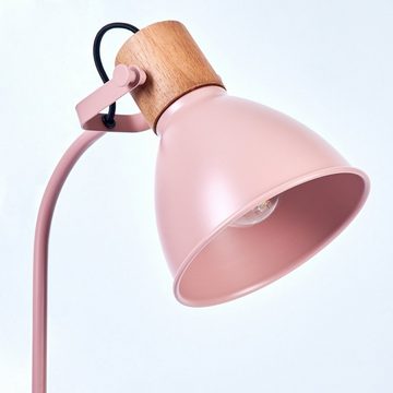 hofstein Tischleuchte moderne Tischlampe aus Metall/Holz in Rosa/Pink/Natur, ohne Leuchtmittel, verstellbare Leseleuchte, Schirm (15cm), Schalter, 1x E27