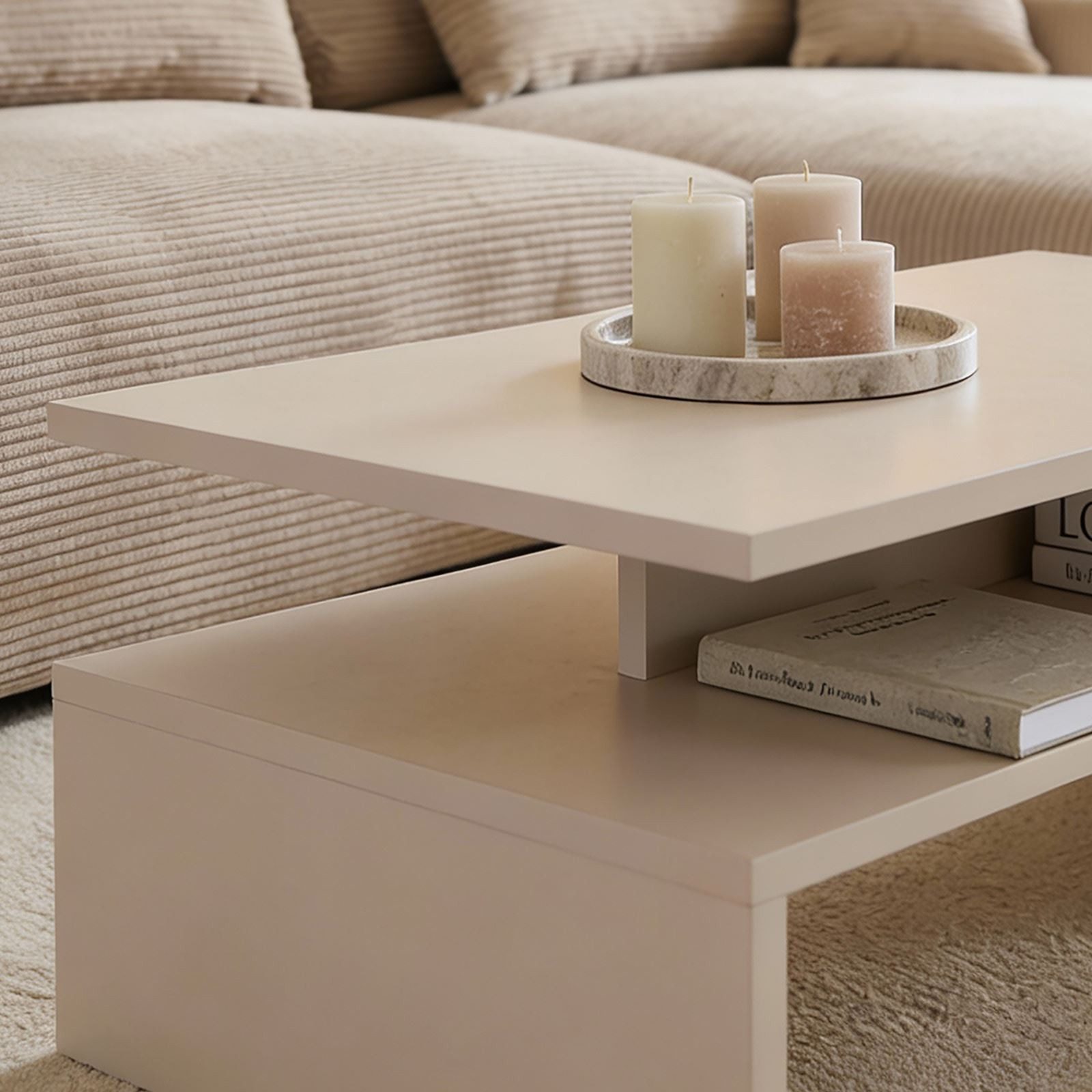 IDIMEX Couchtisch PAULINA, Beistelltisch 90x60 cm mit Ablagefläche und offenes Fach Kaschmir