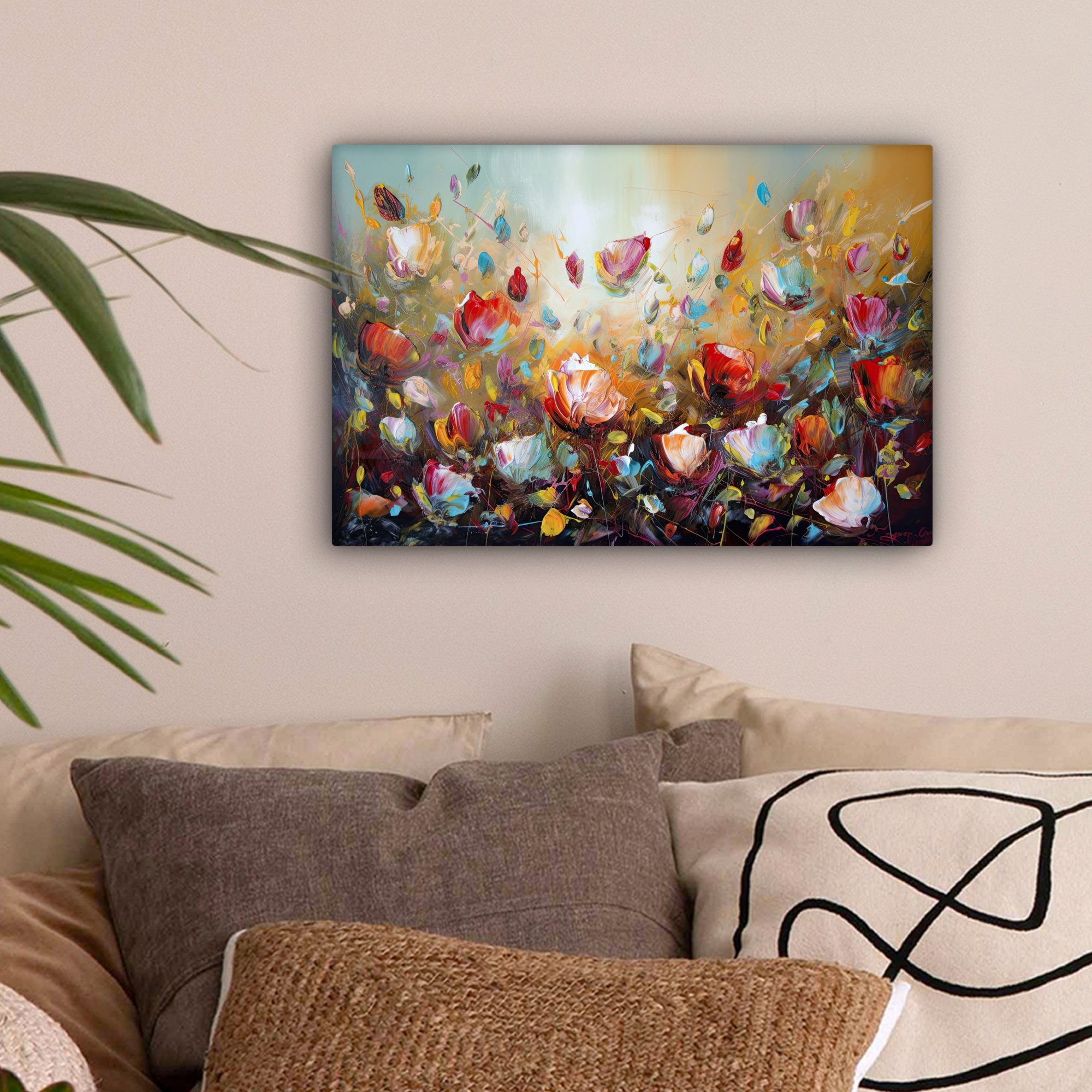 OneMillionCanvasses® Leinwandbild Blumen - Kunst - Natur - Ölfarbenoptik, F günstig online kaufen