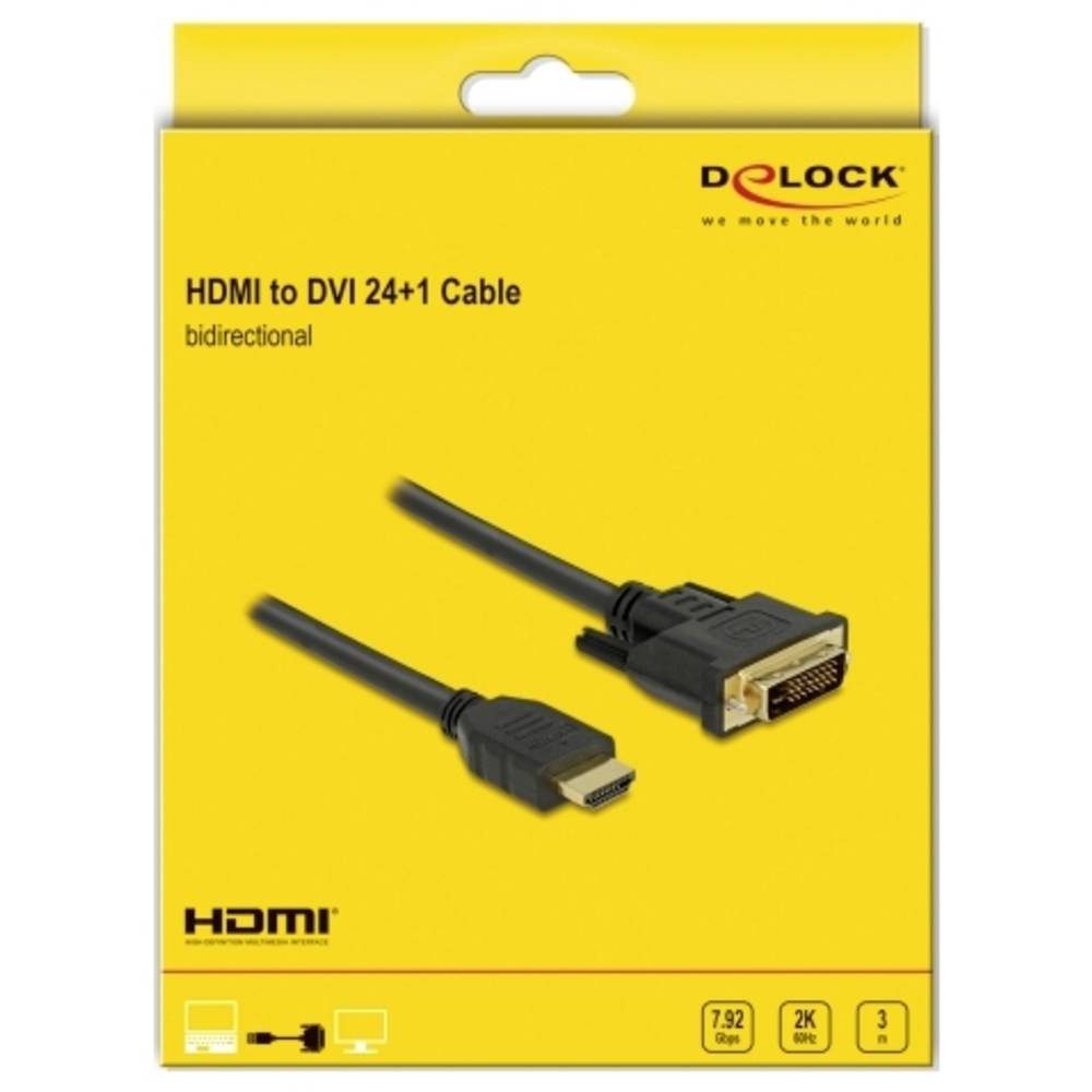 Delock HDMI zu DVI 24+1 Kabel bidirektional 3 m 85655 HDMI-Kabel