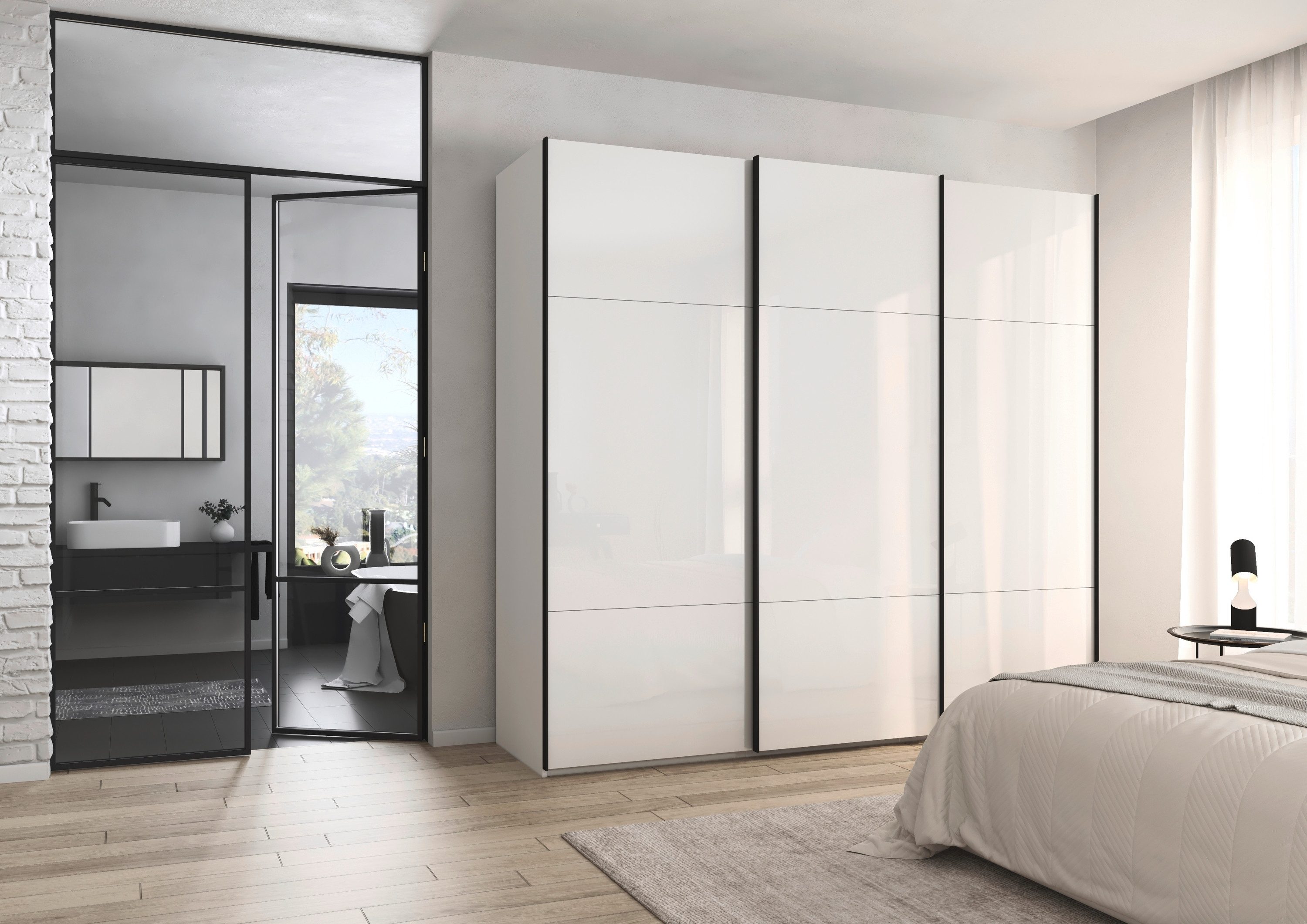 rauch Schwebetürenschrank Kleiderschrank Schrank Garderobe Schlafzimmerschrank CONTIDO (3 verschiedene Ausstattungen BASIC/CLASSIC/PREMIUM) aus hochwertigem Material in 6 Breiten 2 Griff-Farben MADE IN GERMANY