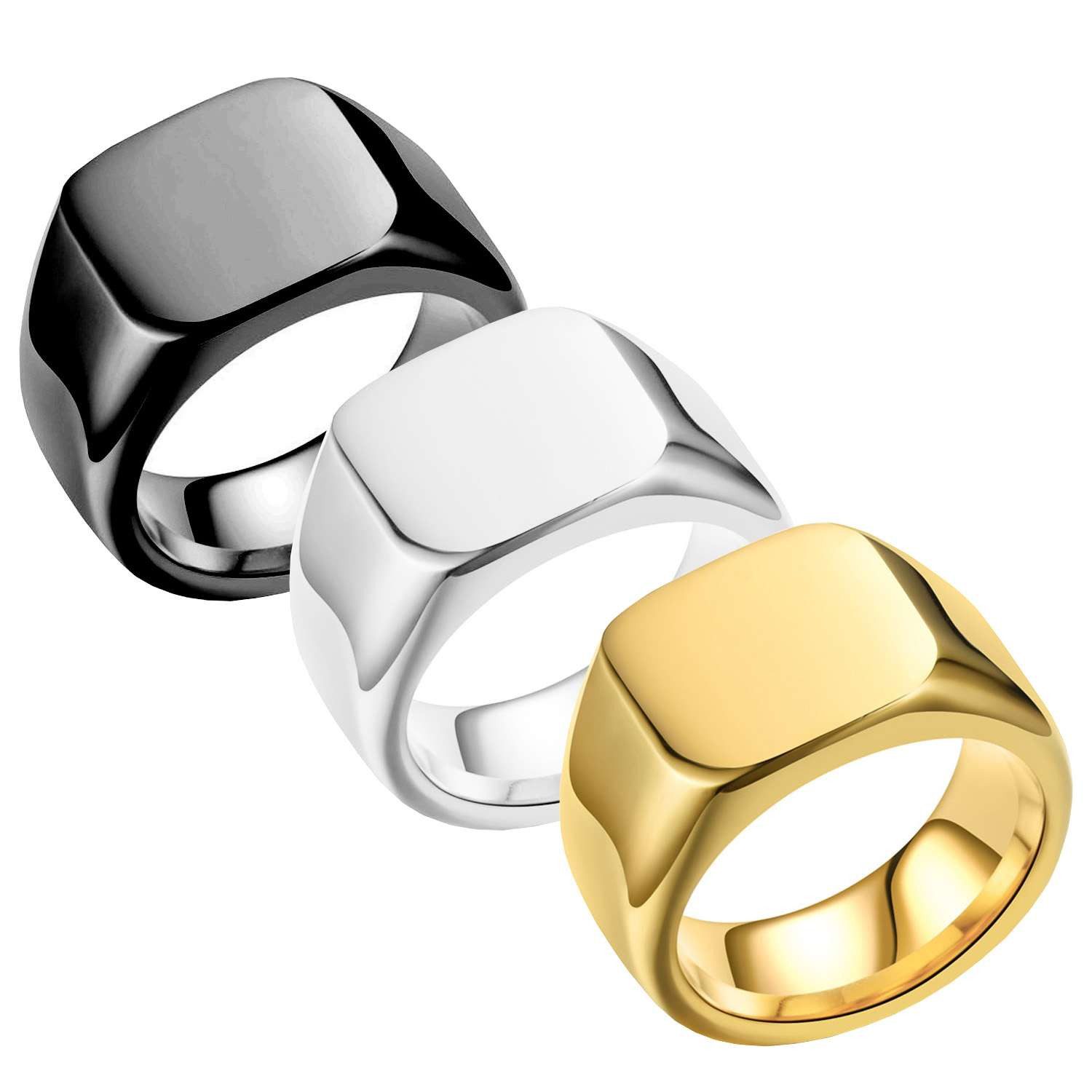 Taffstyle Fingerring Herren Siegelring Edelstahl Quadrat Massiv Biker Rocke günstig online kaufen