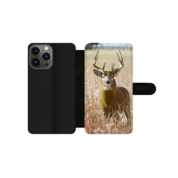 MuchoWow Handyhülle Hirsche - Gras - Herbst - Tiere - Natur - Geweih Handyhülle Telefonhülle Apple iPhone 13 Pro Max