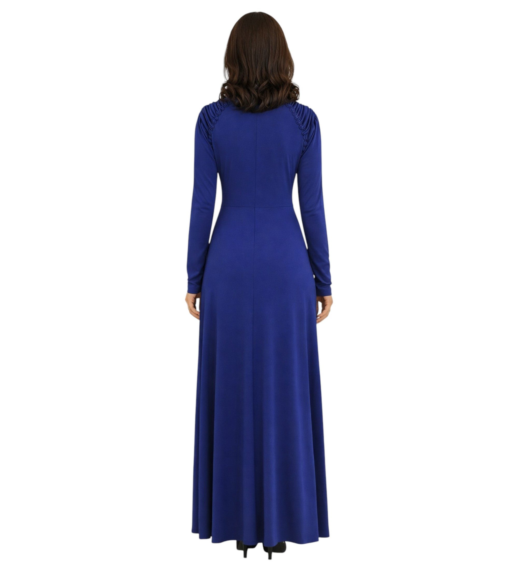 fashionshowcase Abendkleid Damen Maxikleid Hijab Kleid mit Raglanärmeln - Modest Fashion elastisch