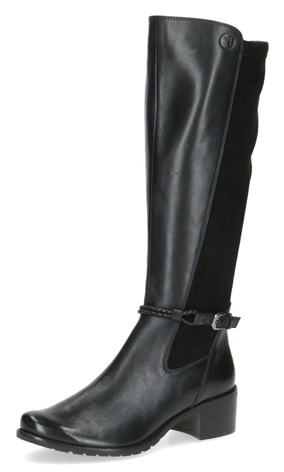 Caprice Stiefel, Blockabsatz, Langschaftstiefel, Businessstiefel mit Flechtband