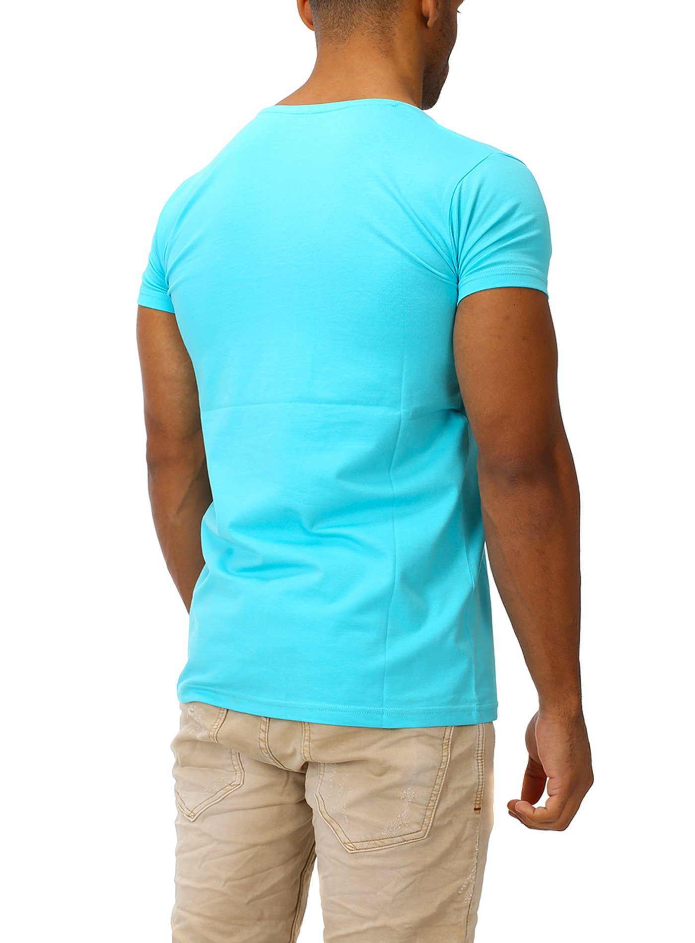 Rundhalsausschnitt turquoise mit Franks T-Shirt Joe