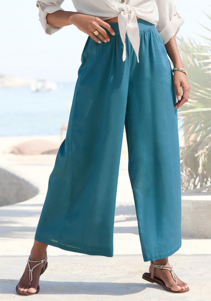 LASCANA Culotte mit Leinen-Anteil und weitem Bein Leinenhose, luftige Sommerhose in 7/8-Länge aus Leinenmix, Culotte