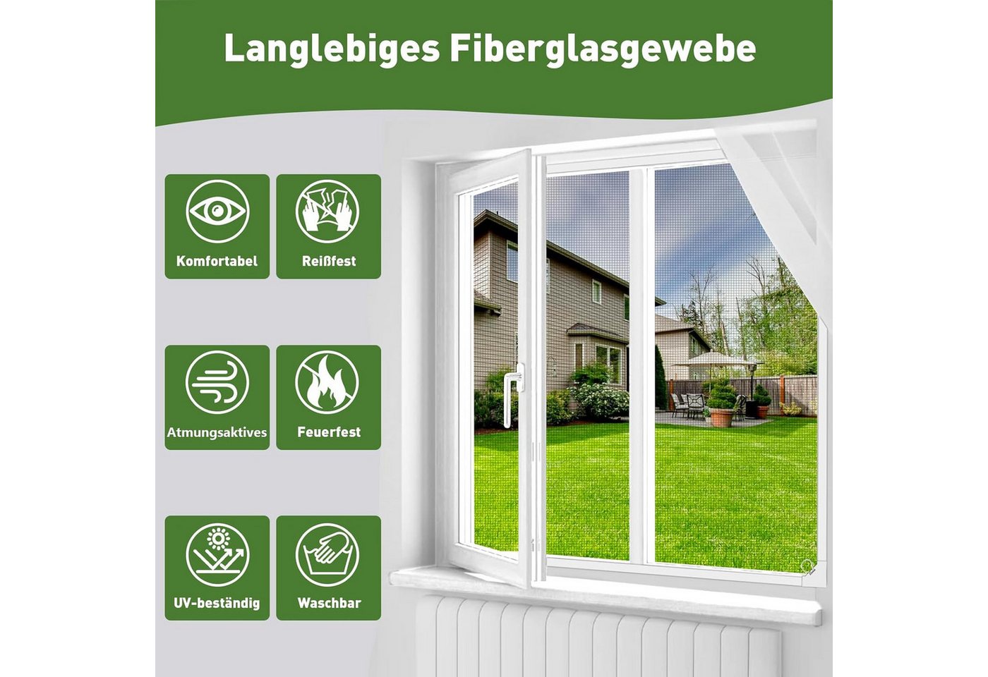 Thumbnail - Insektenschutzrollo Fliegengitter Fenster Magnet, Insektenschutz Fenster, Glasfaser-Mesh, BlingBin, stark perforiert, Ma...