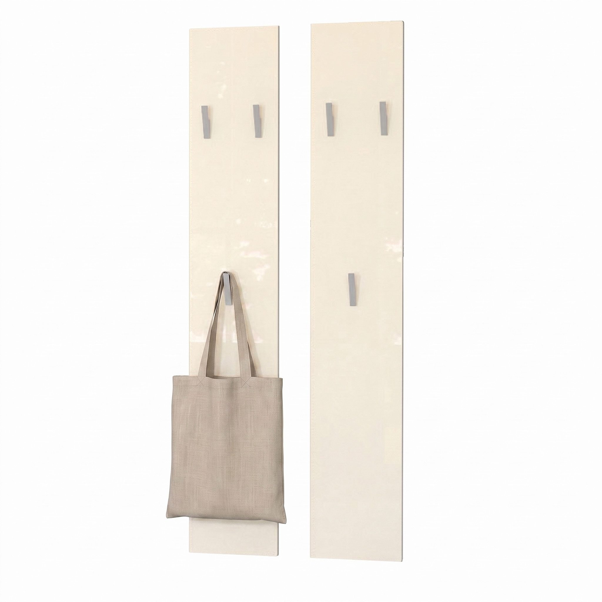 Vladon Garderobenpaneel Wandpaneel 140 (Garderobenpaneel, bestehend aus 2 Paneelen), Creme Hochglanz (je 24 x 140 x 2 cm)
