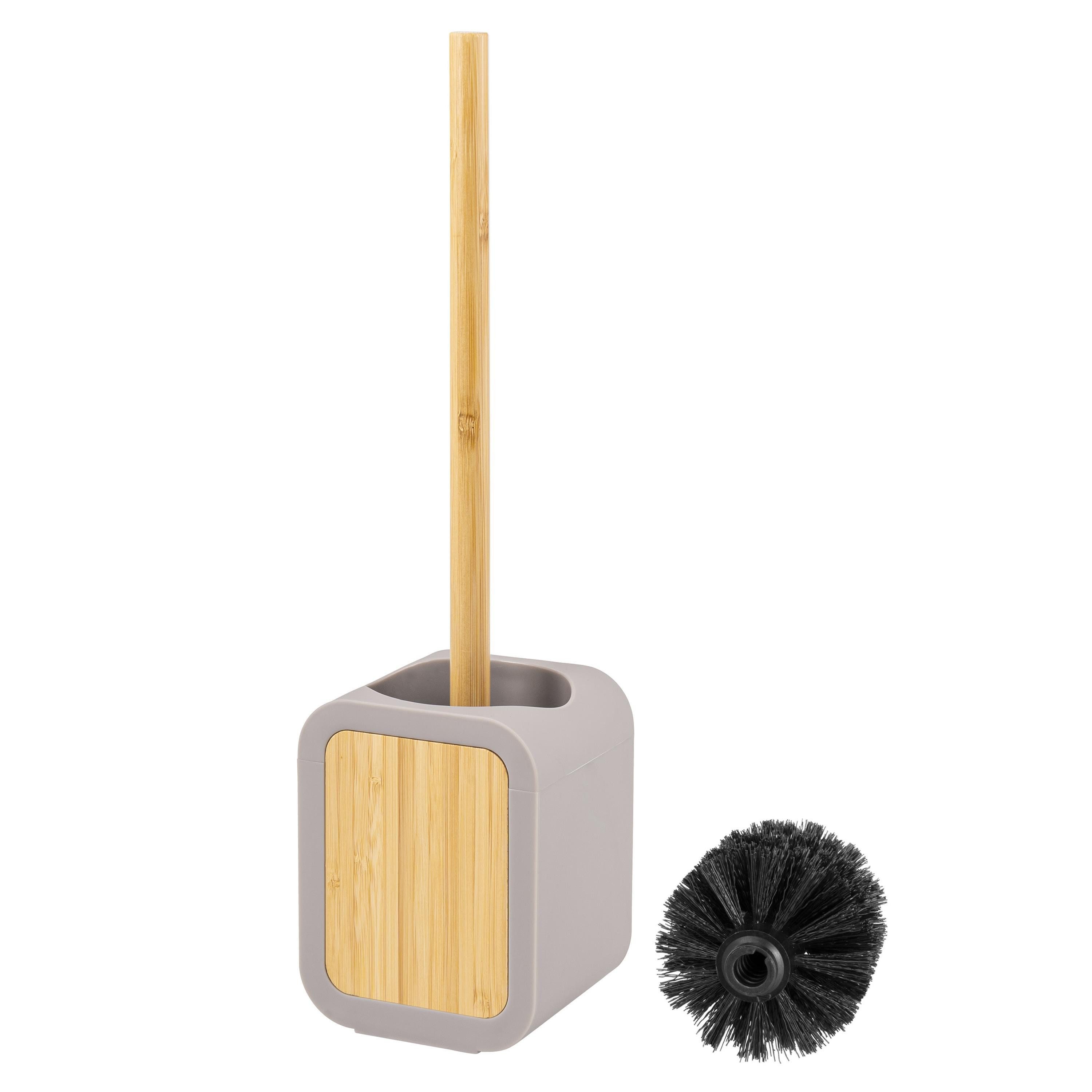 eluno WC-Reinigungsbürste Toilettenbürste aus Kunststoff und Bambus, taupe