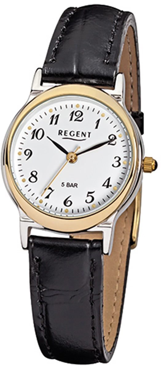 Quarzuhr Regent Damen-Armbanduhr schwarz Analog