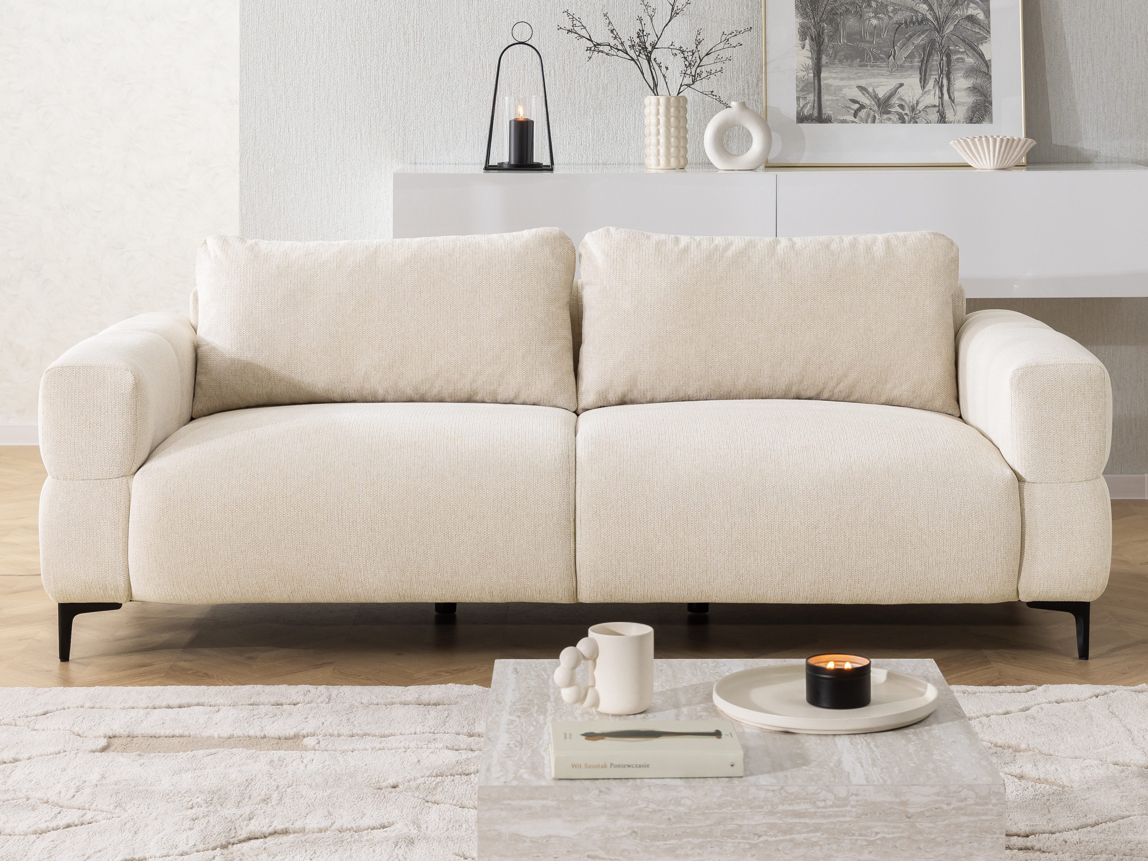 S-Style Möbel 3-Sitzer Sofa Cardea in Bubble-Optik aus weichem Strukturstoff, mit Wellenfederung und hohem Sitzkomfort