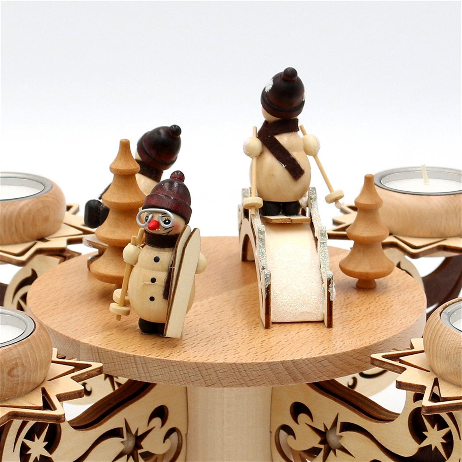 SIGRO Adventskranz Holz Teelichter 4 für Adventsleuchter