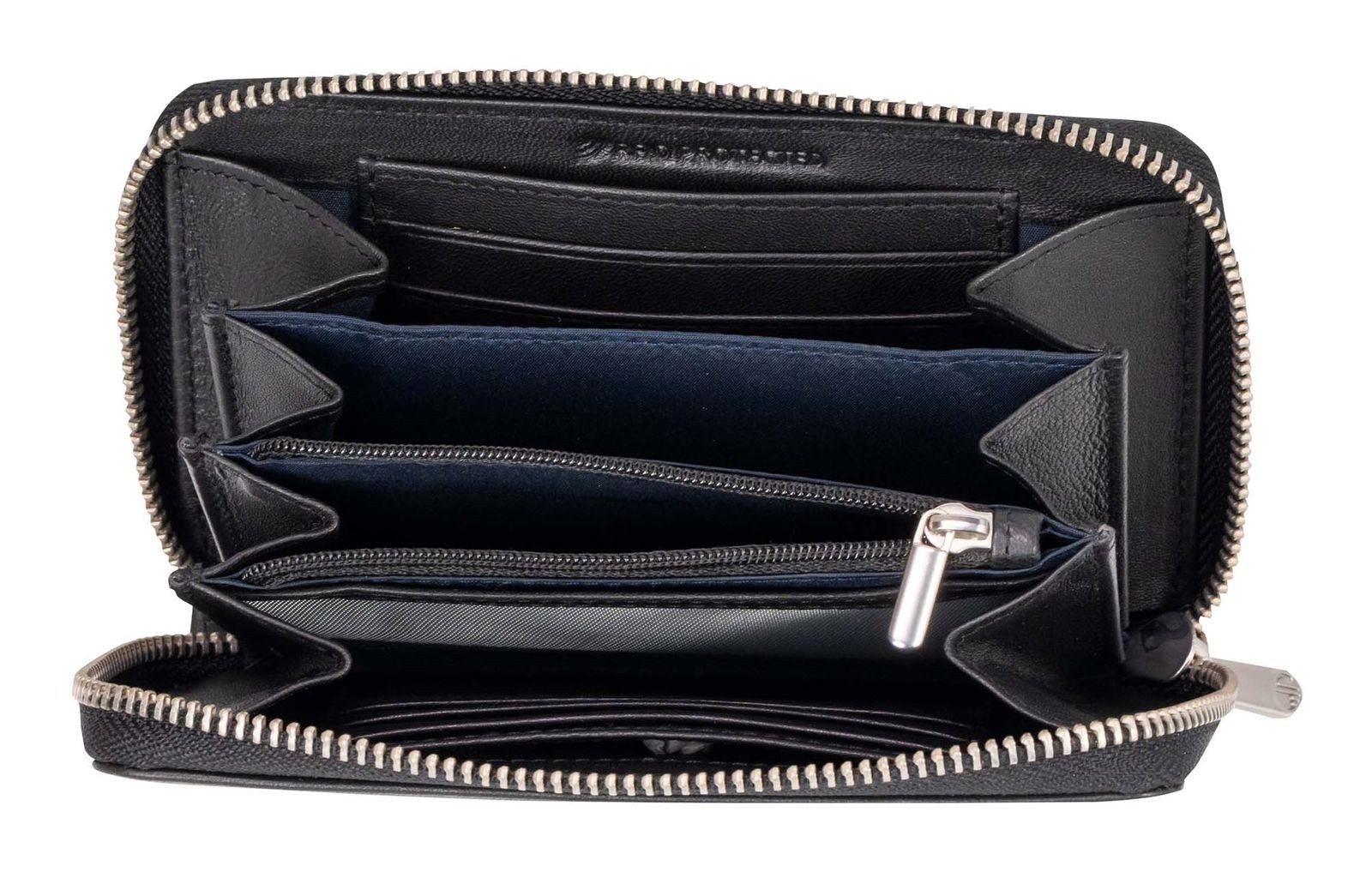 Marc Picard Geldbörse Zip Wallet, aus echtem Lammleder mit RFID-Blocker Schutz