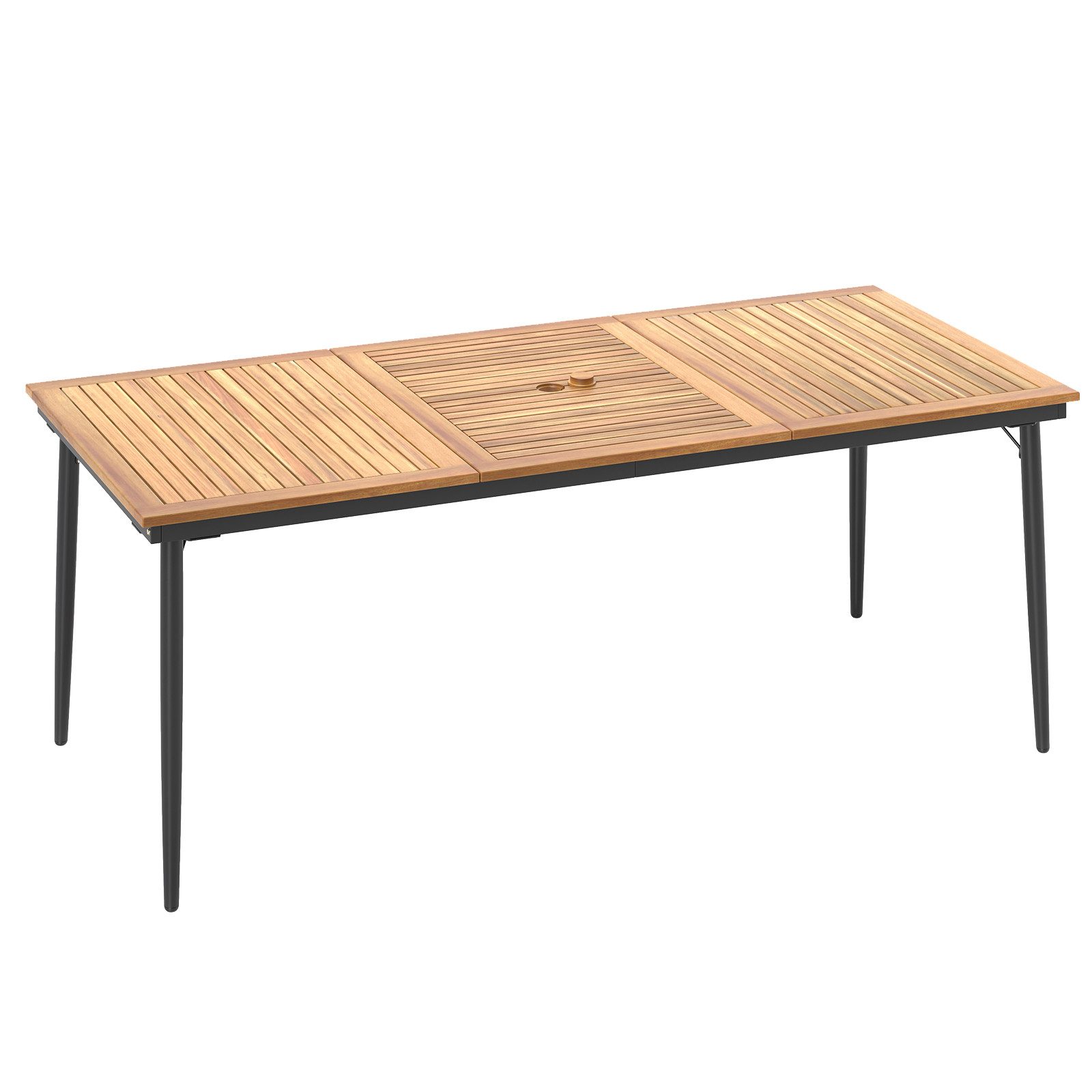 COSTWAY Gartentisch, mit Schirmloch, Akazienholz, 200x90cm günstig online kaufen