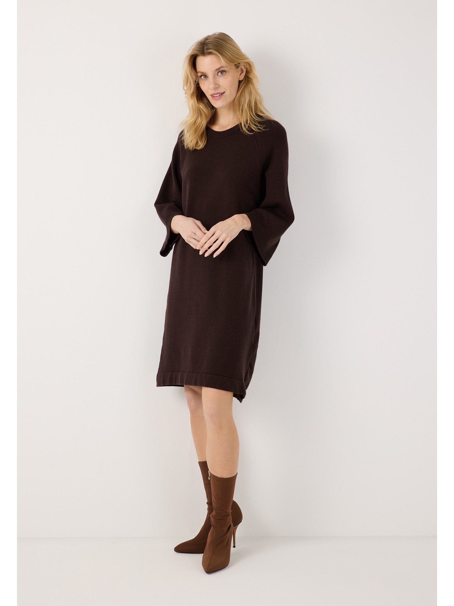 MORE&MORE A-Linien-Kleid lockeres 3/4 Arm-Feinstrickkleid