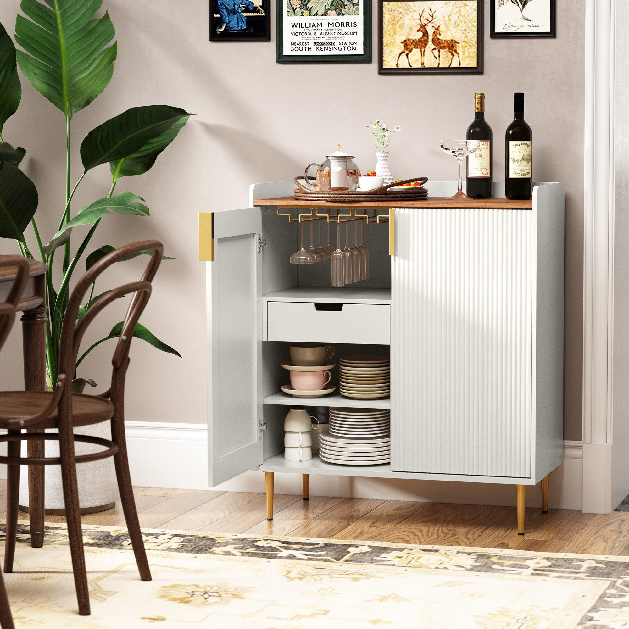 HOLTICO Weinschrank Multifunktionaler Bar-Schrank, moderner Kaffeetresen-Sc günstig online kaufen