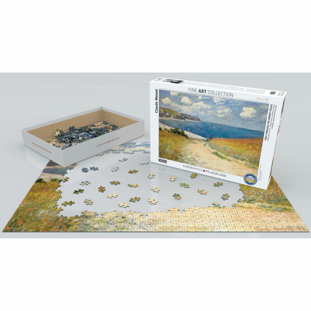 Monet, EUROGRAPHICS Claude von Puzzle Puzzleteile 1000 Strandweg Weizenfeldern zwischen