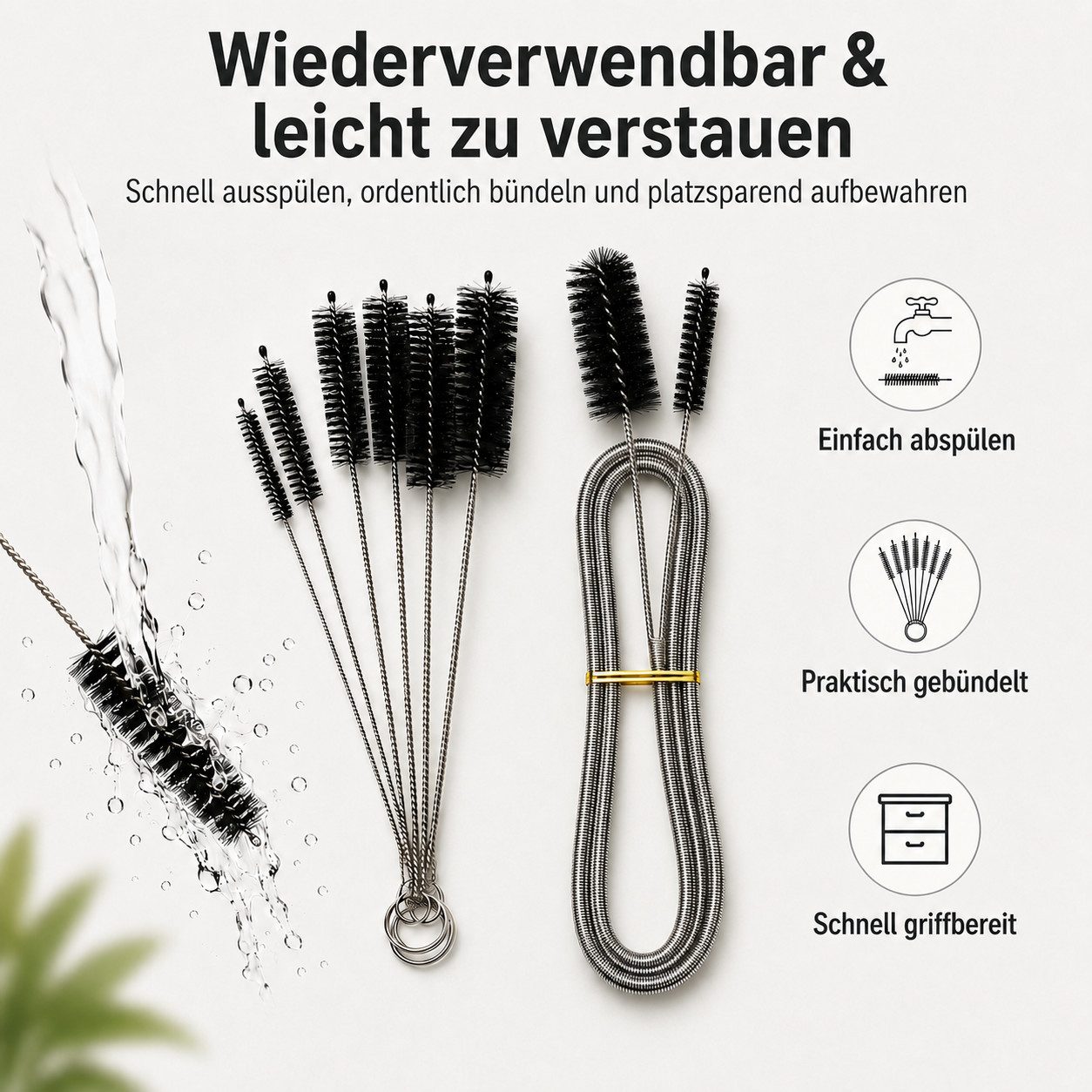 XEOOCE Reinigungsbürsten-Set Rohrreinigungsbürste Set 10-tlg., Flexible Bürsten für Rohre, Aquarium, PVC-Rohr, Schlauch, (Set, 10-teilig), flexibel, langlebig, wiederverwendbar, leicht zu reinigen