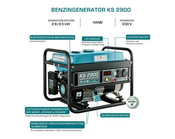 Könner & Söhnen Stromerzeuger KS 2900, 2,90 in kW, (Packung, 1-tlg., automatischer Spannungsregler (AVR), 2x16A (230 V), 12 V