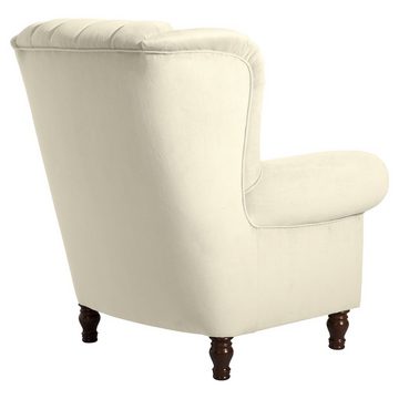 Max Winzer® Chesterfield-Sessel Vary Ohrenbackensessel Samtvelors creme (1 Stück), Made in Germany