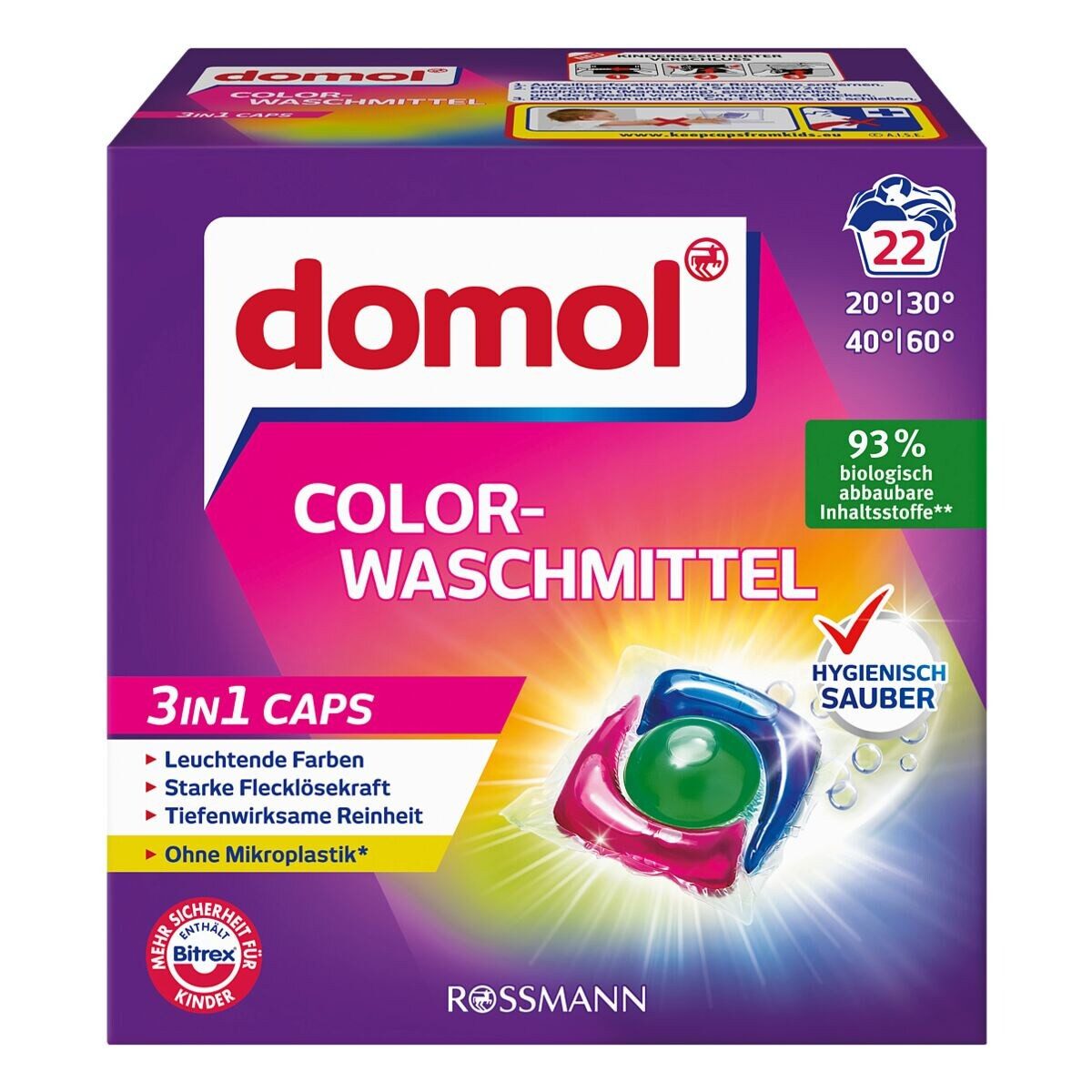 Domol 3in1 CAPS Colorwaschmittel (22 WL, 22 Caps)