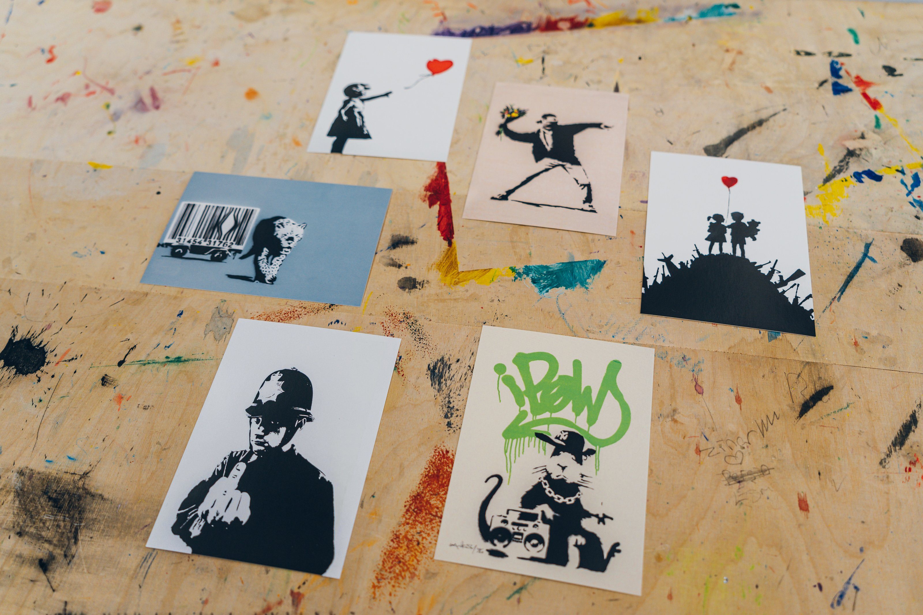 AvantgART Kunstdruck, von Kunstkarten 6er, Banksy Postkarte Set Banksy