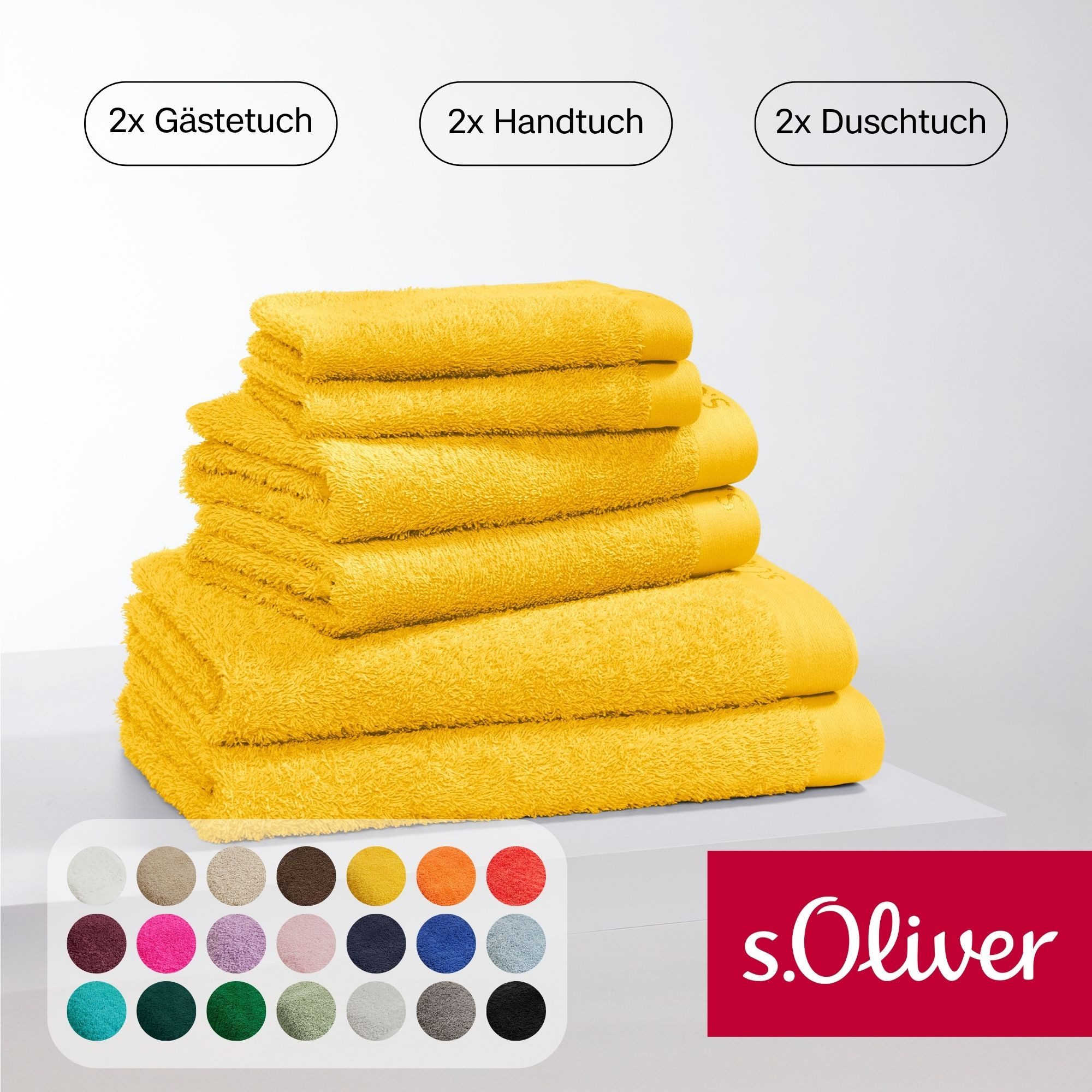 s.Oliver Handtuch Set s.Oliver, Premium Qualität, 600 gr/m², Walkfrottier (Set, 6-St), 2 Gästetücher 30x50, 2 Handtücher 50x100, 2 Duschtücher 70x140