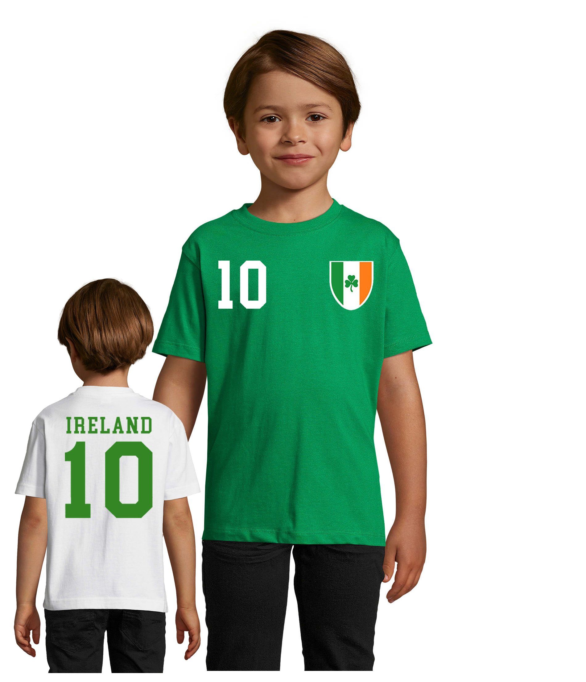 Blondie & Brownie T-Shirt Kinder Irland Sport Trikot Fußball Handball Weltmeister WM EM Weiss/Grün | T-Shirts