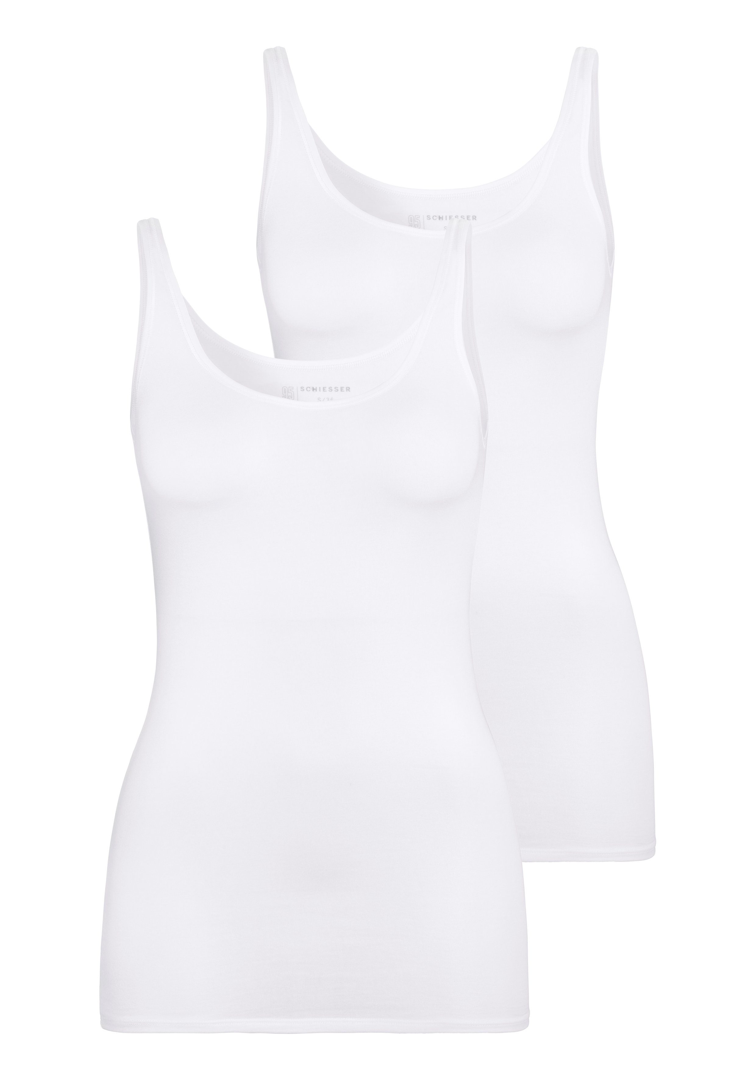 mit (2er-Pack) Unterhemd Single-Jersey-Qualität Schiesser elastischer 2xweiß