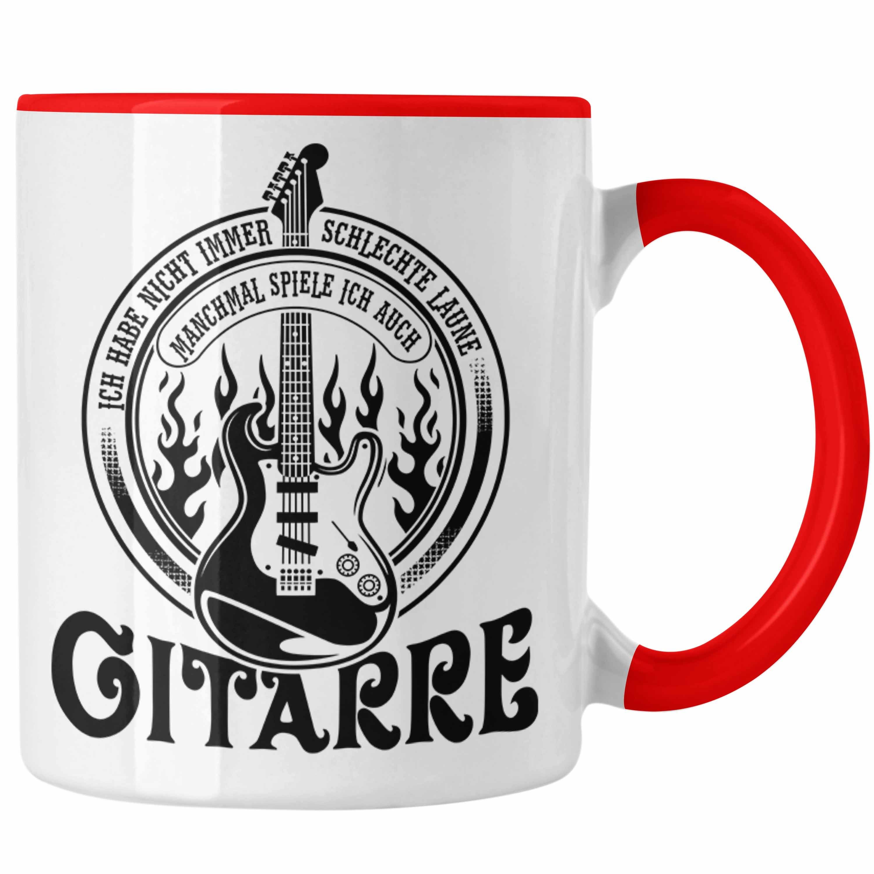 Trendation Tasse Rot Kaffee-Bech Spruch Geschenkidee Gitarrenspieler Tasse Gitarre Geschenk