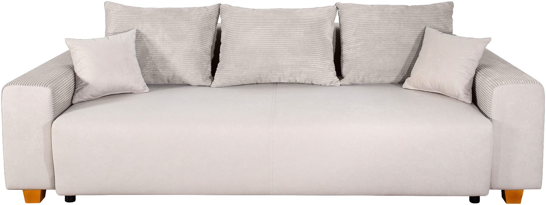 COLLECTION AB Schlafsofa Yves, B: 243 cm, Liegefl. 142x194 cm, Bettfunktion, Bettkasten & 2 Zierkissen, Federkern