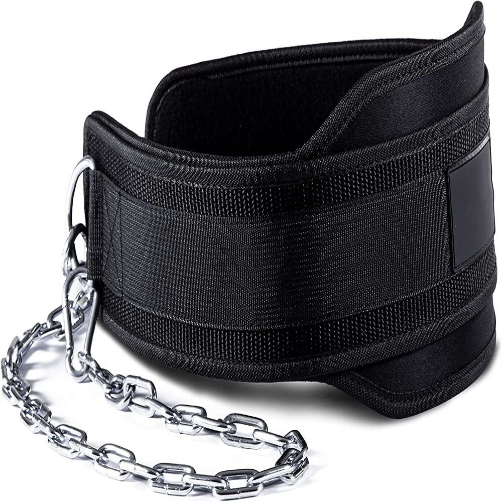 GelldG Bauchweggürtel Dip Gürtel mit Kette + 2 Karabiner, Dip Belt für Bodybuilding