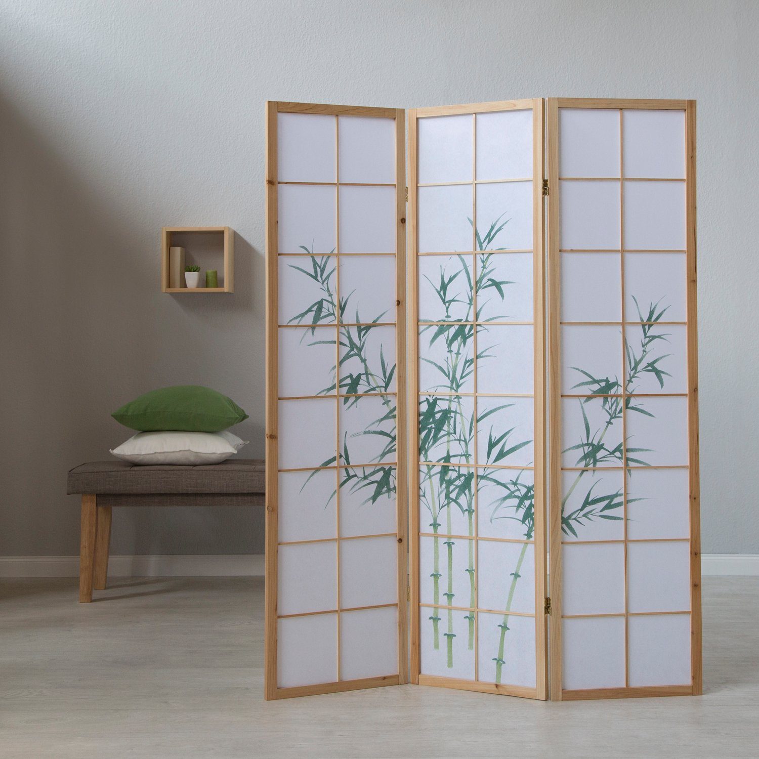 Homestyle4u Paravent Holz Raumteiler Bambus Shoji günstig online kaufen
