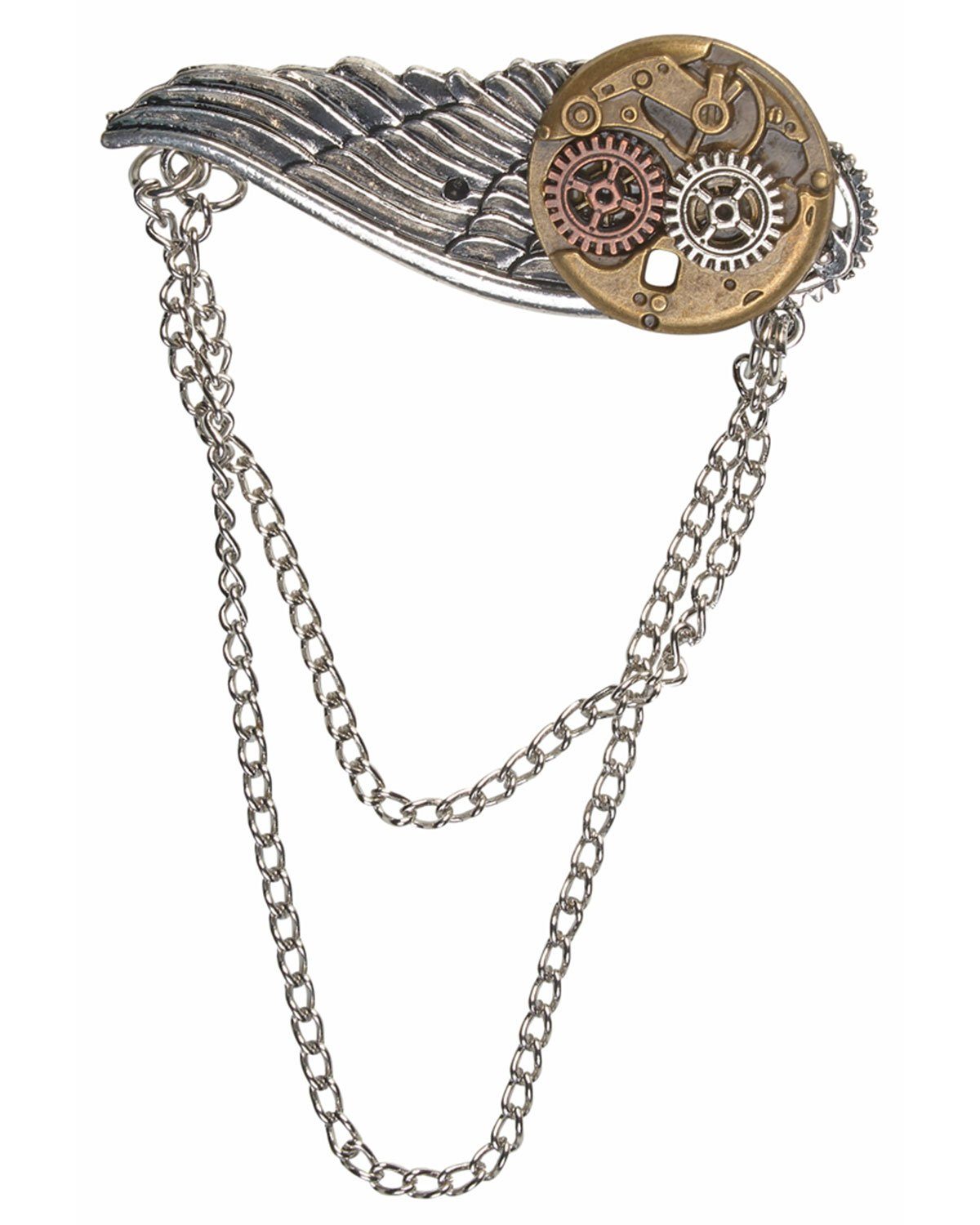 Das Kostümland Brosche Flügel Brosche zum Steampunk Kostüm - 414014, Bro
