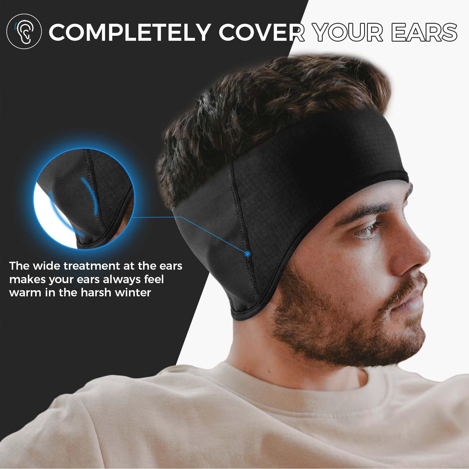 ROCKBROS Stirnband Sport Winter Kopfband Ohrenwärmer Warm Ohrenschutz für Laufen