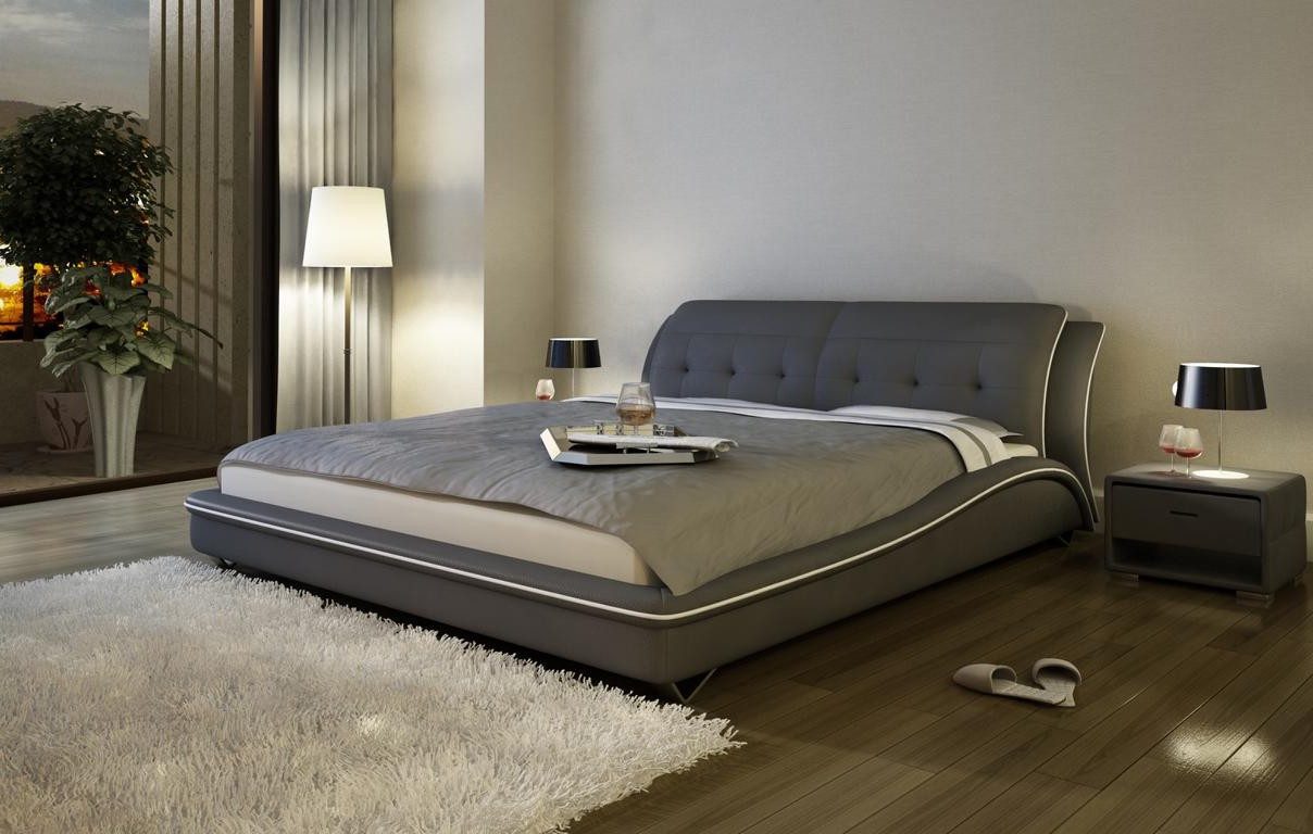 Xlmoebel Polsterbett Luxuriöses Doppelbett aus hochwertigem Leder im modernen Design (Designer Bett B1320), Hergestellt in Europa