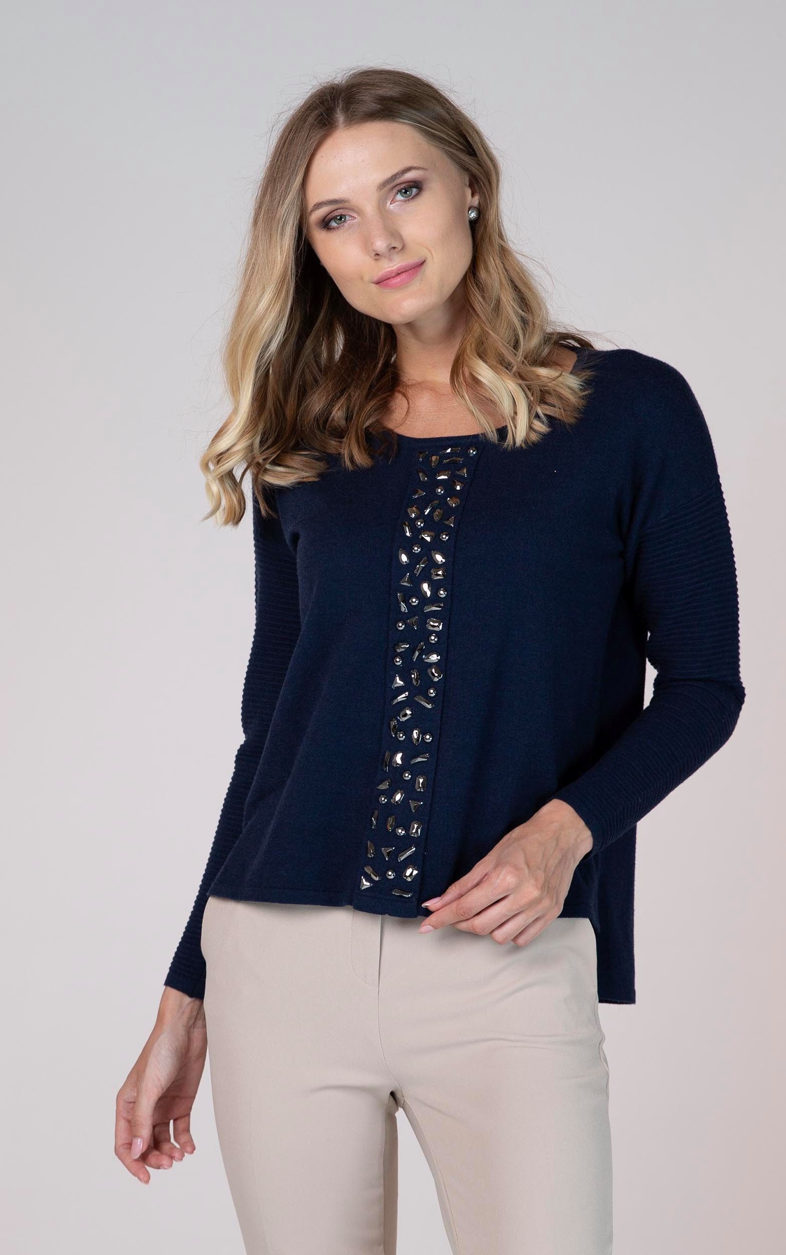 Passioni Strickpullover mit Strassdetails günstig online kaufen