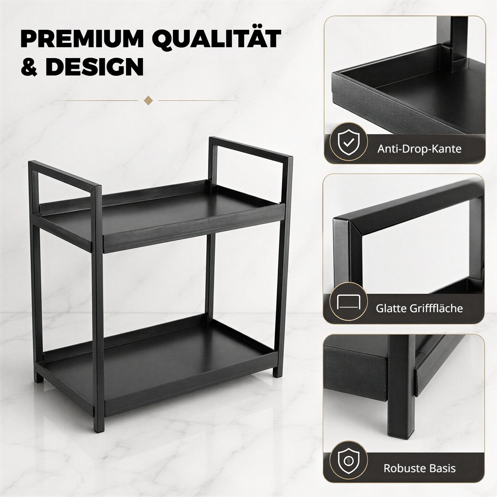 BlingBin Küchenregal 2 Etagen Gewürzregal Stehend, Badezimmer Organizer, 30x17x30cm, 1er Set 1-tlg., Schreibtisch Organizer Regal Für Schlafzimmer Badezimmer Kü – Bild 5 von 5