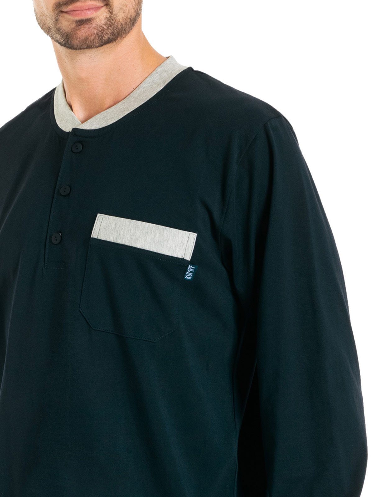 Nachthemd navy Herren KUMPF Nachthemd langarm (Stück, Bio 1-tlg) - Cotton