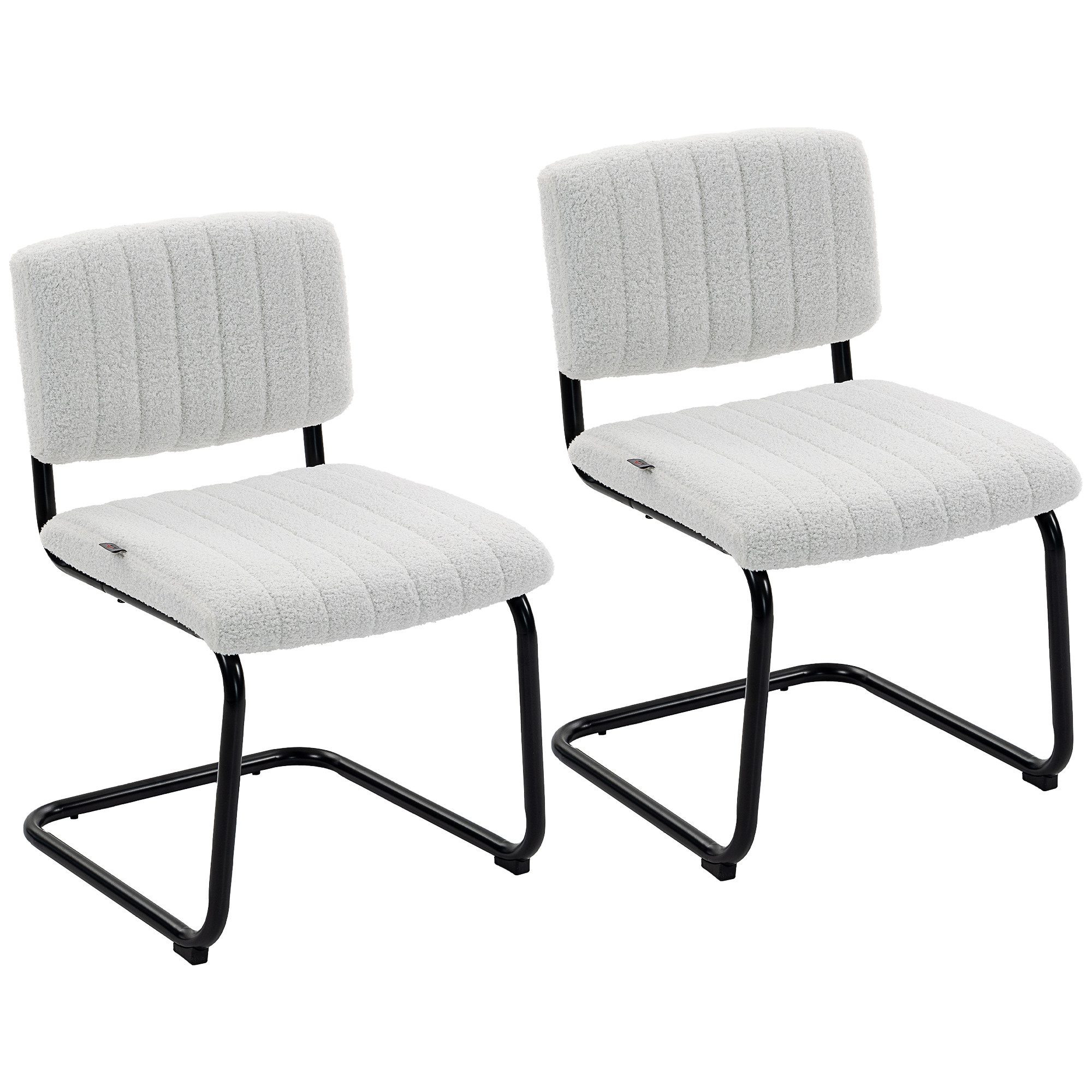 REDOM Esszimmerstuhl Küchenstuhl 2er Set Freischwinger Design Lammfell Creme (Stuhlgruppe für Tisch Kombination im modernen Stil, 2 St), Schwingstuhl mit Rückenlehne für Essbereich und Küche