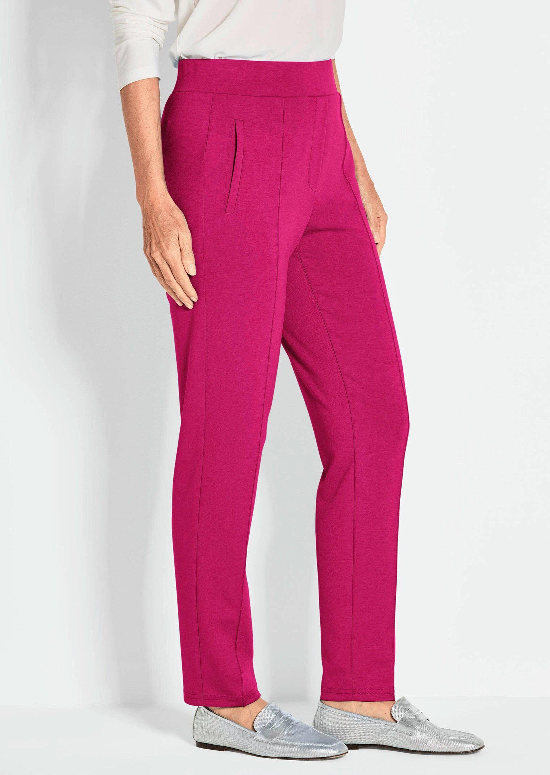 GOLDNER Schlupfhose Kurzgröße: Elegante 7/8-Schlupfhose SARA Slim Fit Jerseyhose mit Rundum-Dehnbund und Biesen