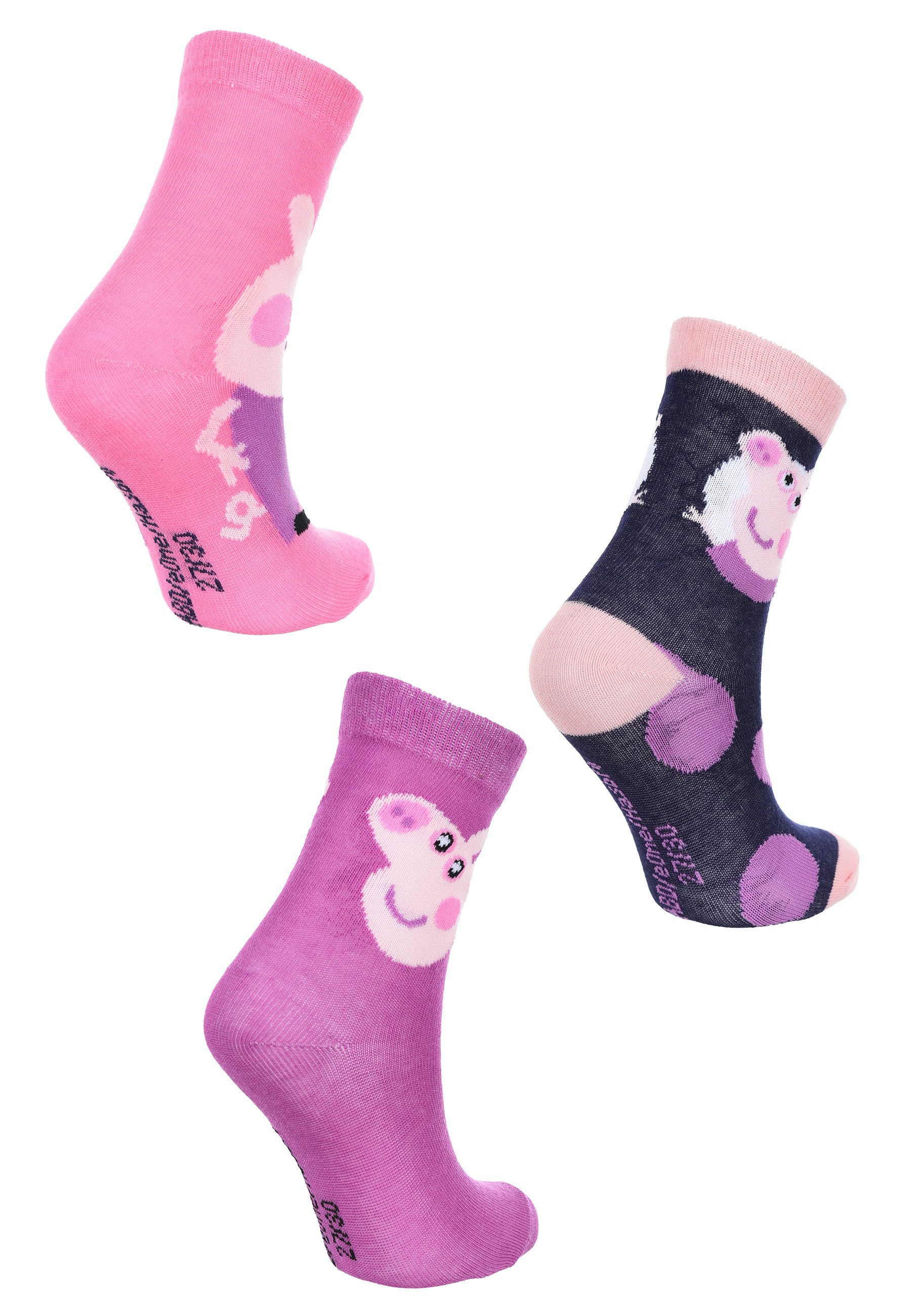 Peppa Pig Socken Peppa Wutz Kinder Mädchen Socken Strümpfe (3-Paar)
