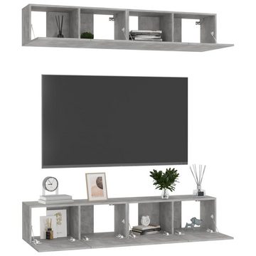 furnicato TV-Schrank TV-Schränke 4 Stk. Betongrau 80x30x30 cm Holzwerkstoff