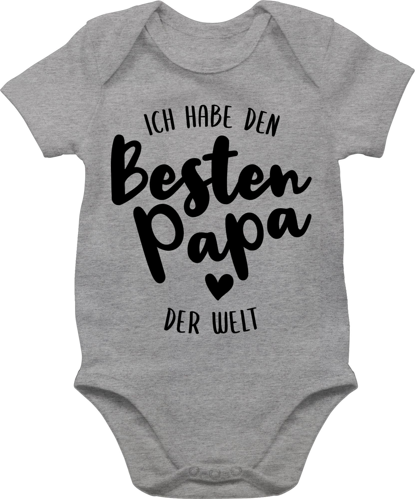 Shirtracer Shirtbody Besten Papa der Welt I Geschenk Vatertag Baby 1 Grau meliert