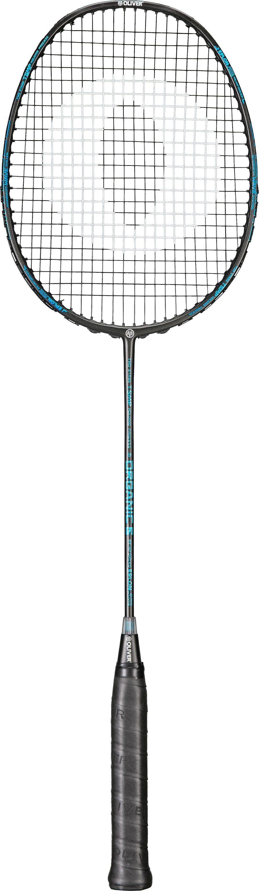 Badmintonschläger Organic 6 (89g/ausgewogen/mittel) schwarz/blau - besaitet