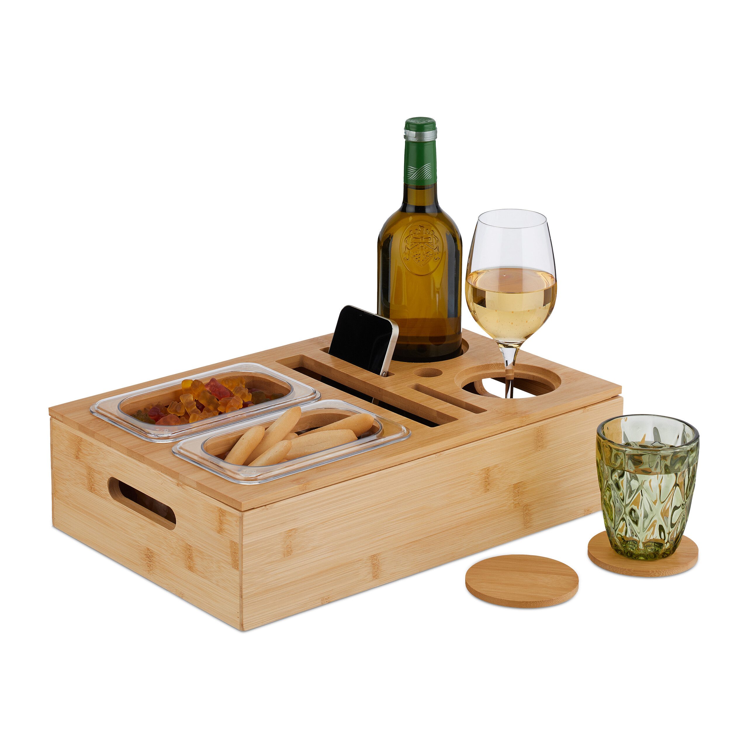 relaxdays Tabletttisch Couchbar aus Bambus günstig online kaufen