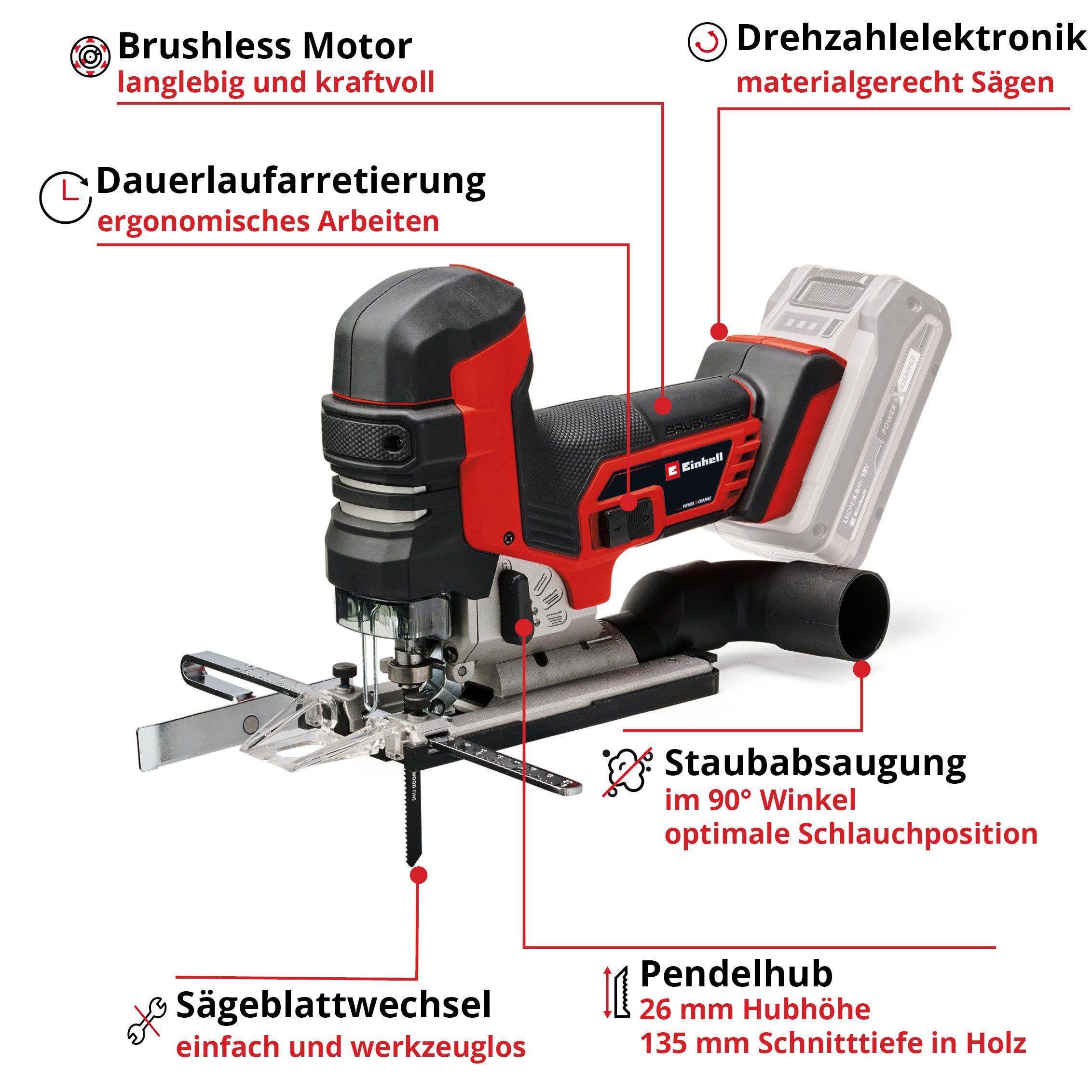 Einhell Akku-Stichsäge TP-JST 18/135, Set, 8-St., Einhell Professional, ohne Akku und Ladegerät